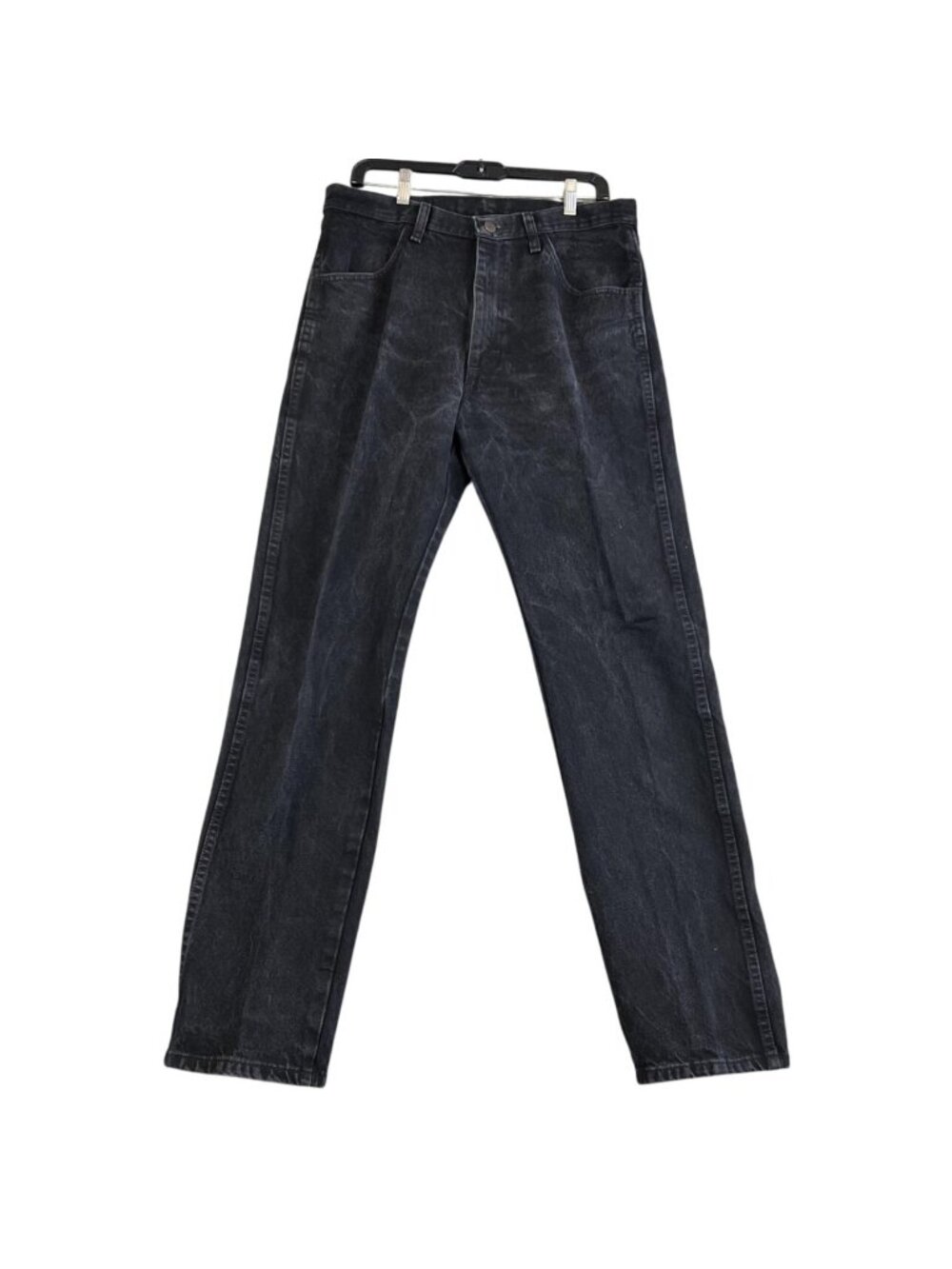 Wrangler Rustler Mens 34x34 Jeans Black Western Cowboy Straight Leg Denim